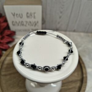 Elegant Black and Silver Beaded Bracelet